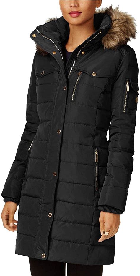 women michael kors black coat|Michael Kors black puffer coat.